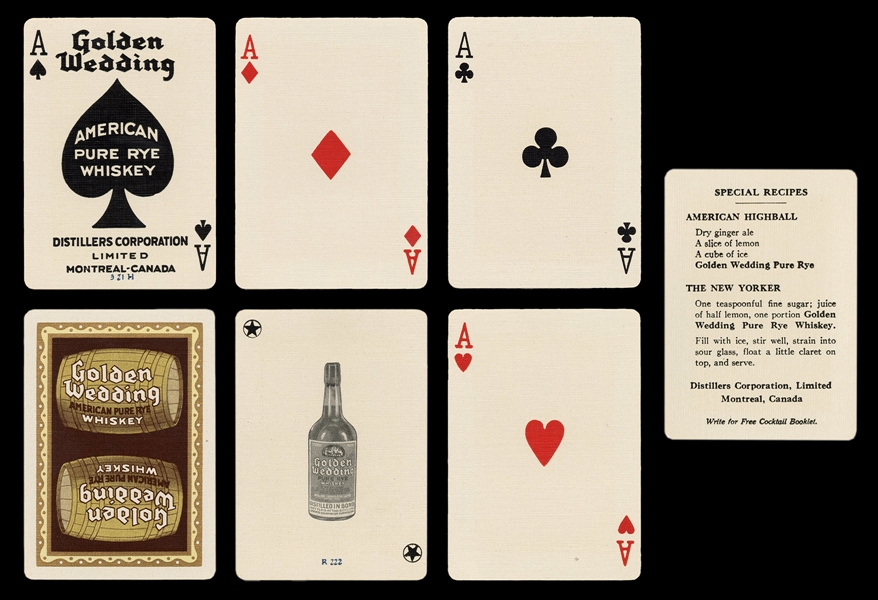  [Alcohol] Golden Wedding American Pure Rye Whisky Playing Cards.