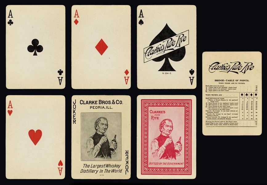  [Alcohol] Clarke’s Pure Rye Advertising Playing Cards.