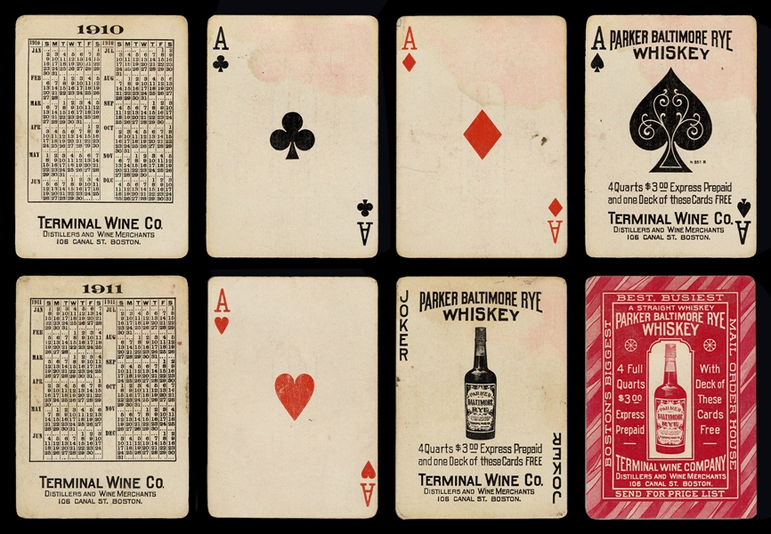  [Alcohol] Parker Baltimore Rye Whiskey Advertising Playing Cards.