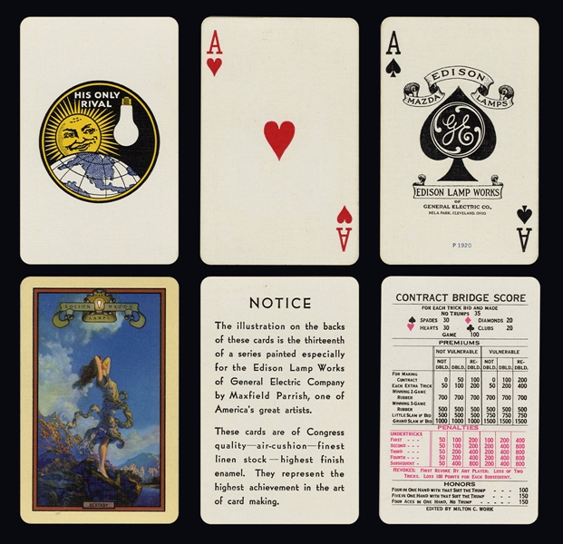  Parrish, Maxfield. Maxfield Parrish Edison Mazda “Ecstasy” Playing Cards. 