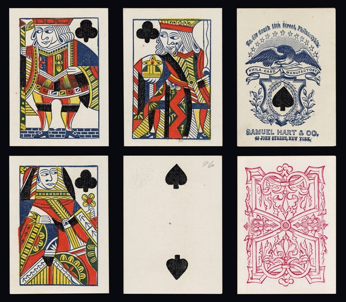  Samuel Hart & Co. Linen Eagle Faro Playing Cards. 