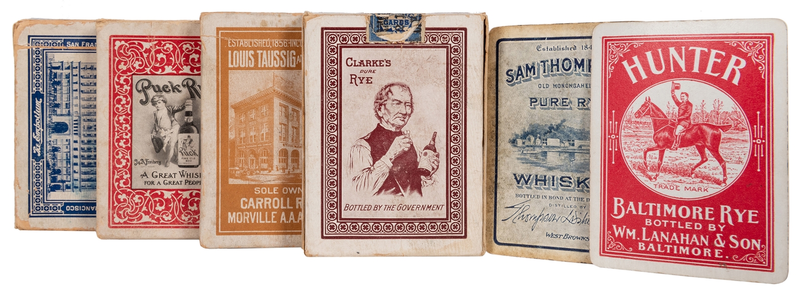  Six Whiskey and Other Advertising Playing Card Decks.