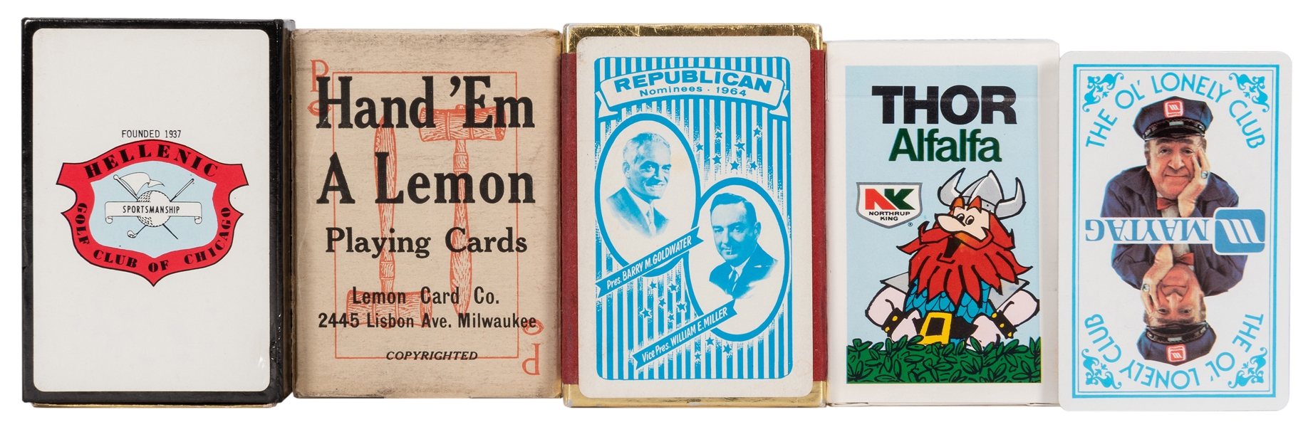  Five Miscellaneous Vintage Packs of Playing Cards.