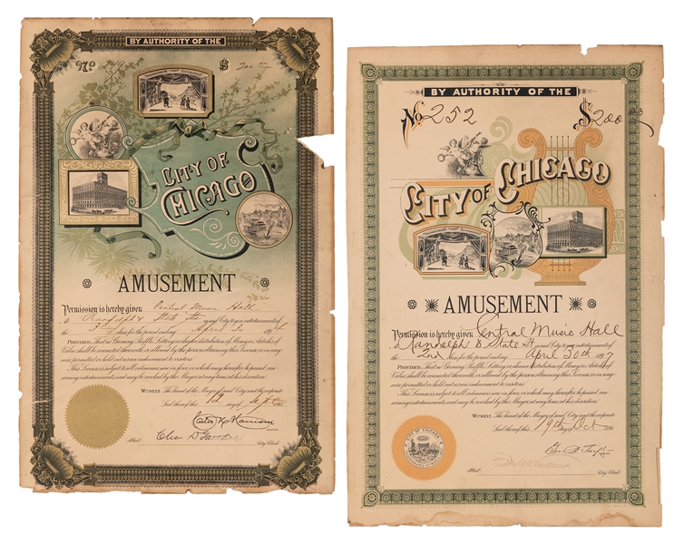  City of Chicago Amusement Licenses. 1894/97.