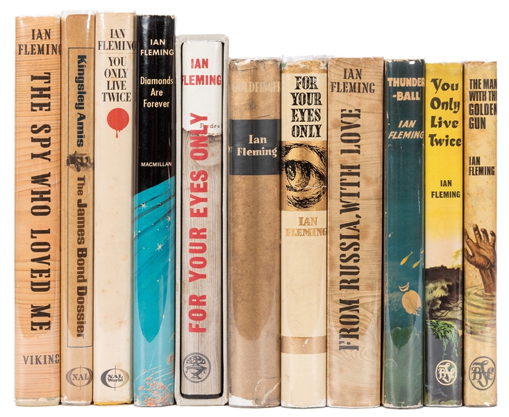 Ten Early James Bond Book Club Editions.