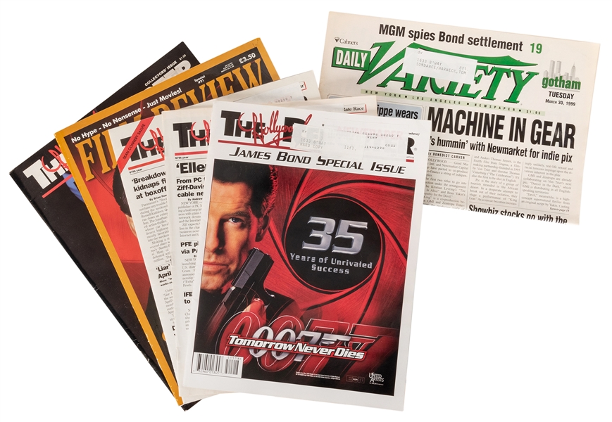 Six Hollywood Reporter Magazines, Film Review Specials, and Daily Variety Featuring James Bond.