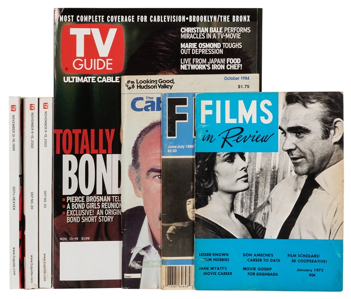 Small Group of TV Guides and Film Reviews Featuring James Bond.