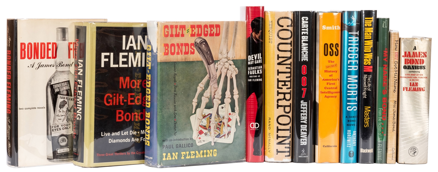 Shelf of James Bond, Ian Fleming, and Espionage Related Titles in 12 Volumes.