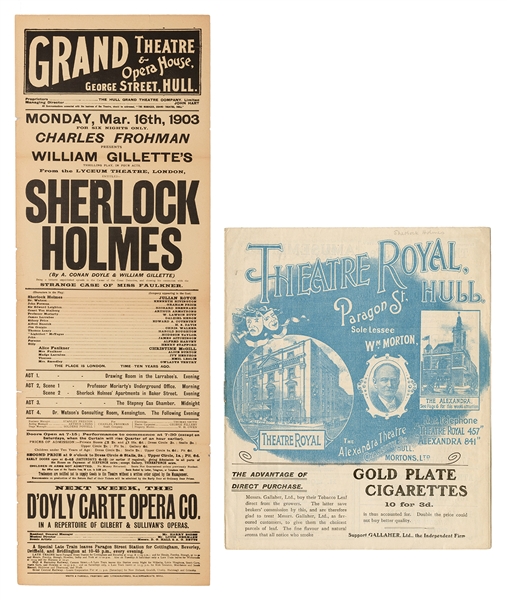 Early Sherlock Holmes Broadside and Theatre Program.