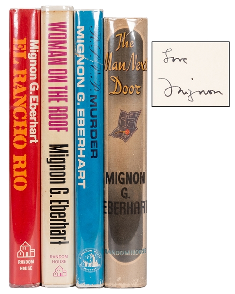 Four Mignon Eberhart First Edition Detective Mysteries, three presentation copies inscribed and signed by the author.