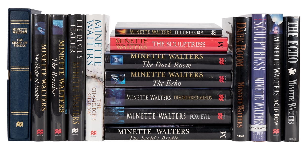 Shelf of Sixteen Signed Mystery Works by Minette Walters.