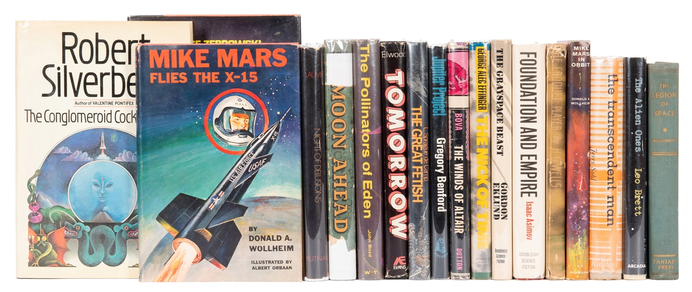Shelf of 18 Science Fiction First Editions.