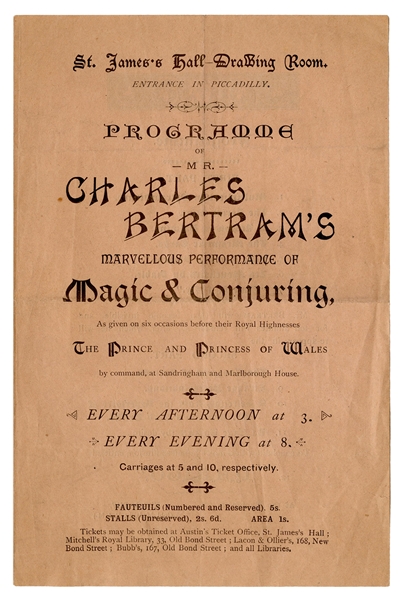  Bertram, Charles. Charles Bertram St. James’s Hall Programm...
