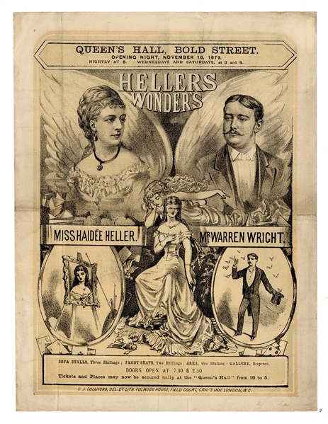  Heller’s Wonders Lithographed Program. London 1879. Magnif...