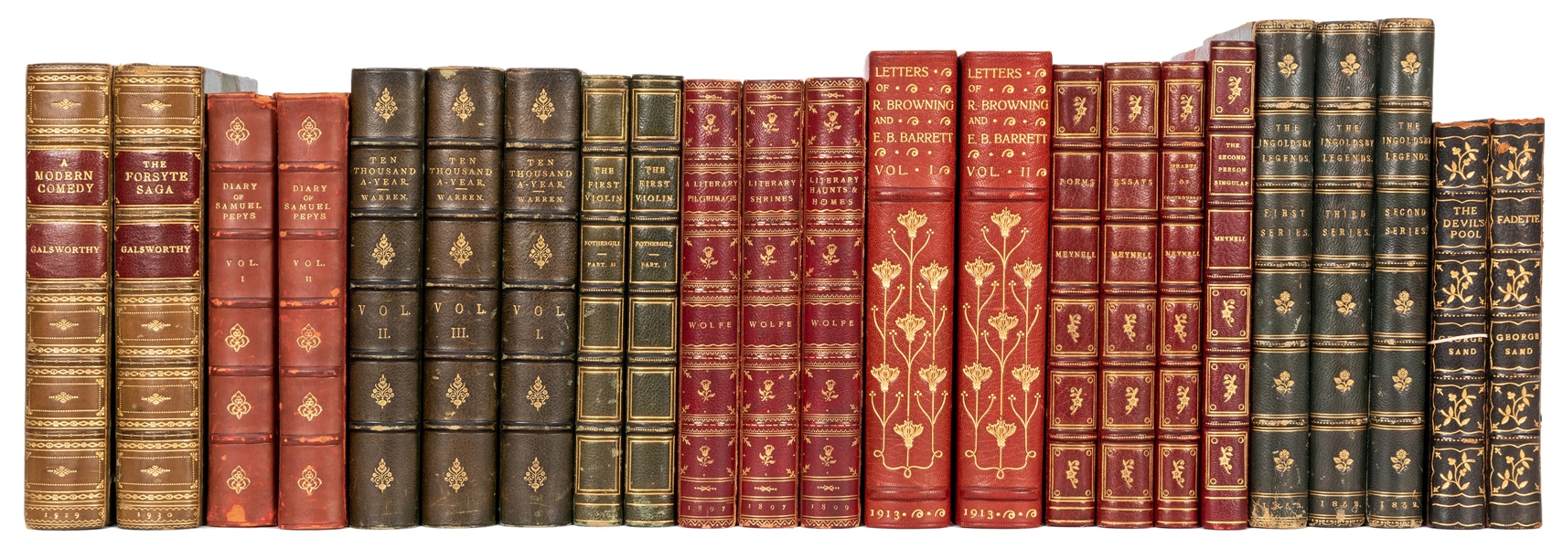 Full Shelf of Finely Bound Small Sets of Literature. 23-volumes.