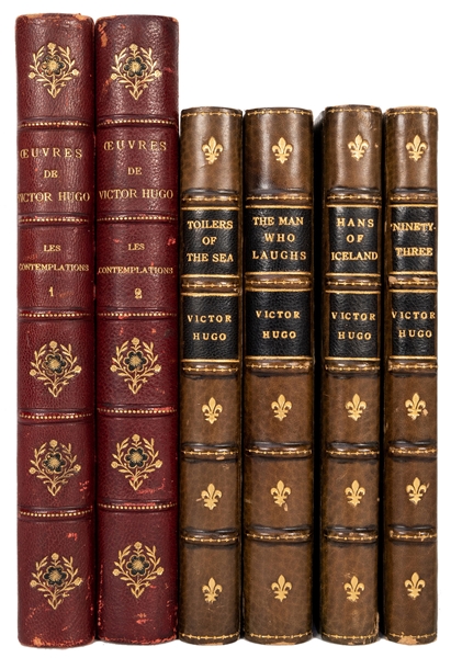 Six Finely Bound Works by Victor Hugo.
