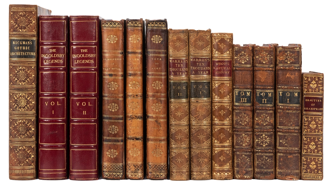 Shelf of Thirteen Finely Bound Volumes.