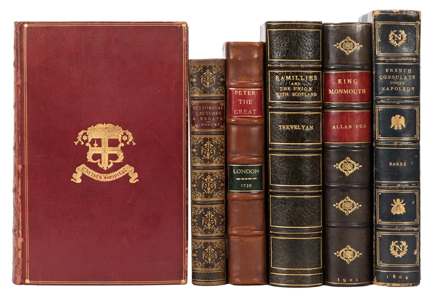 Six Finely Bound Works Regarding Royal Families, Figures, and Historical Events.