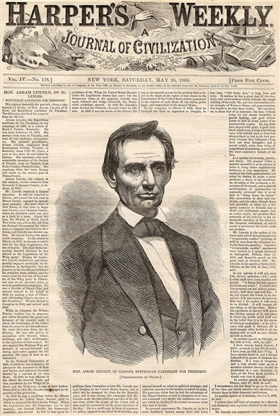 Harper’s Weekly: Vol. 4, No. 178. [featuring Abraham Lincoln].