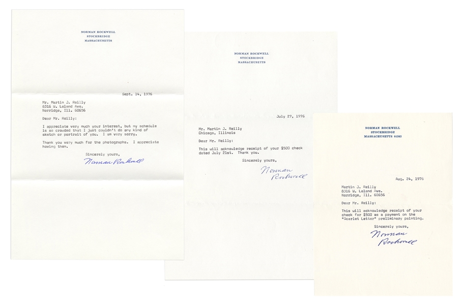Three Norman Rockwell Typed Letters Signed.