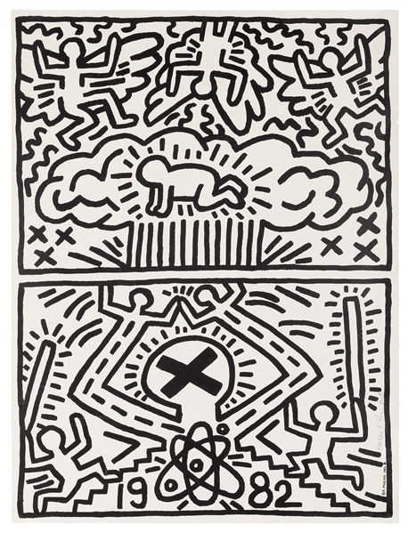 Nuclear Disarmament Poster, inscribed and signed by Haring.