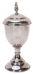  Bran Vase. European ca. 1900. Nickel-plated vase changes b...