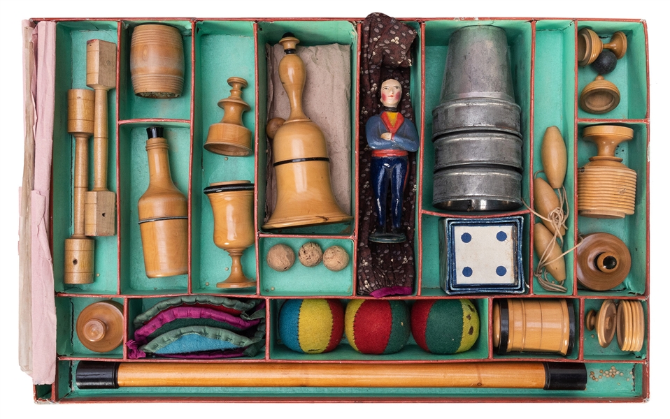  Victorian Magic Set. France ca. 1890. Filled with boxwood ...
