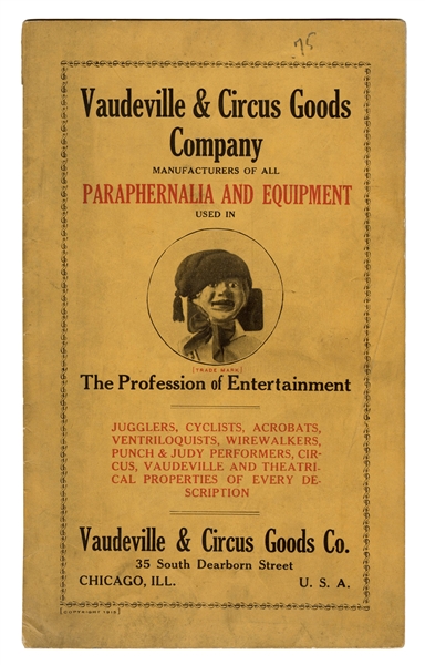  Vaudeville & Circus Goods Co. Catalog. Chicago 1915. Stapl...