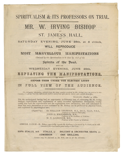  Bishop, Washington Irving. Spiritualism & Its Professors On...