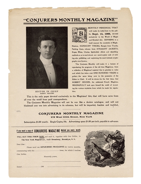  Houdini, Harry (Ehrich Weisz). Conjurers’ Monthly Magazine ...