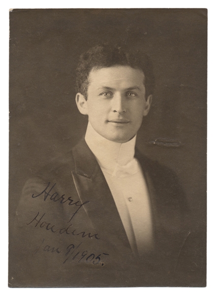  Houdini, Harry (Ehrich Weisz). Signed Photograph of a Youth...