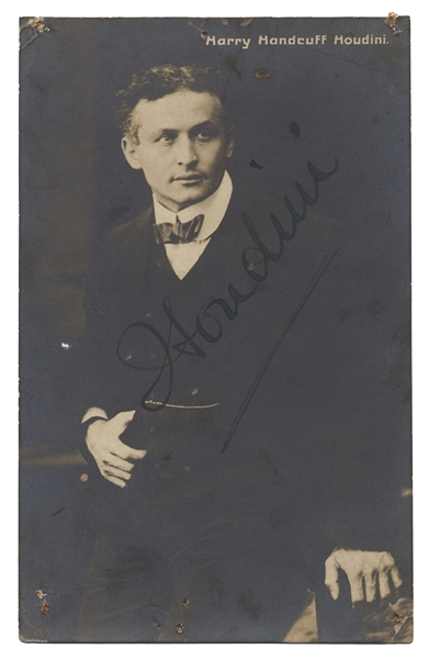  Houdini, Harry (Ehrich Weisz). Inscribed and Signed Real Ph...