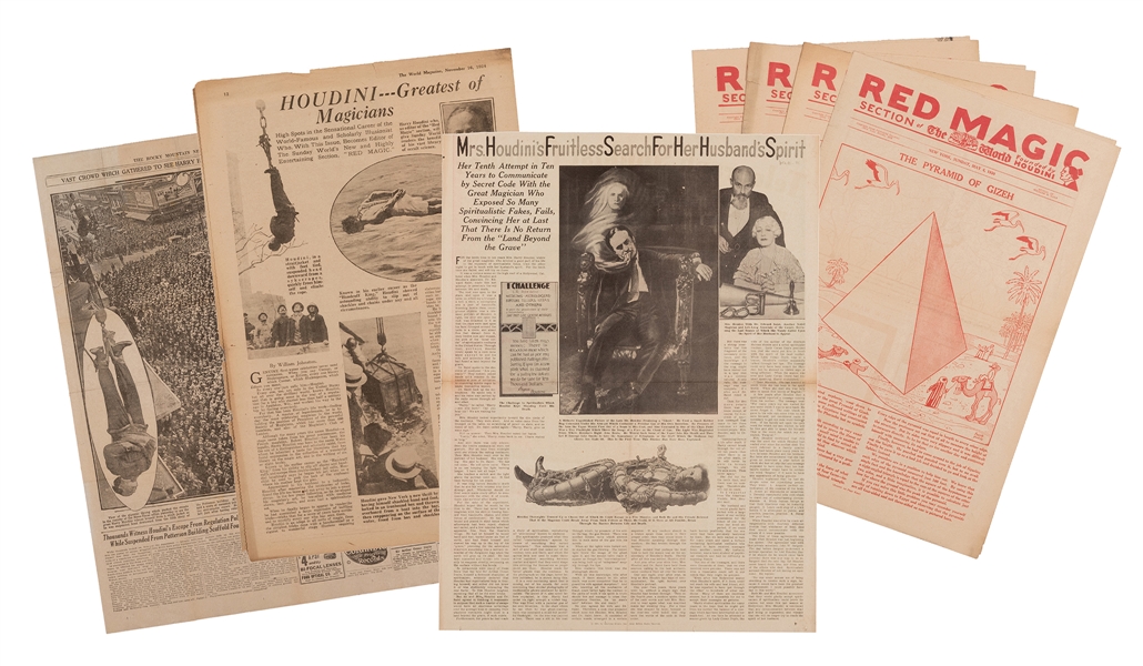  [Houdini] Group of Vintage Houdini Newspaper Broadsheets. I...