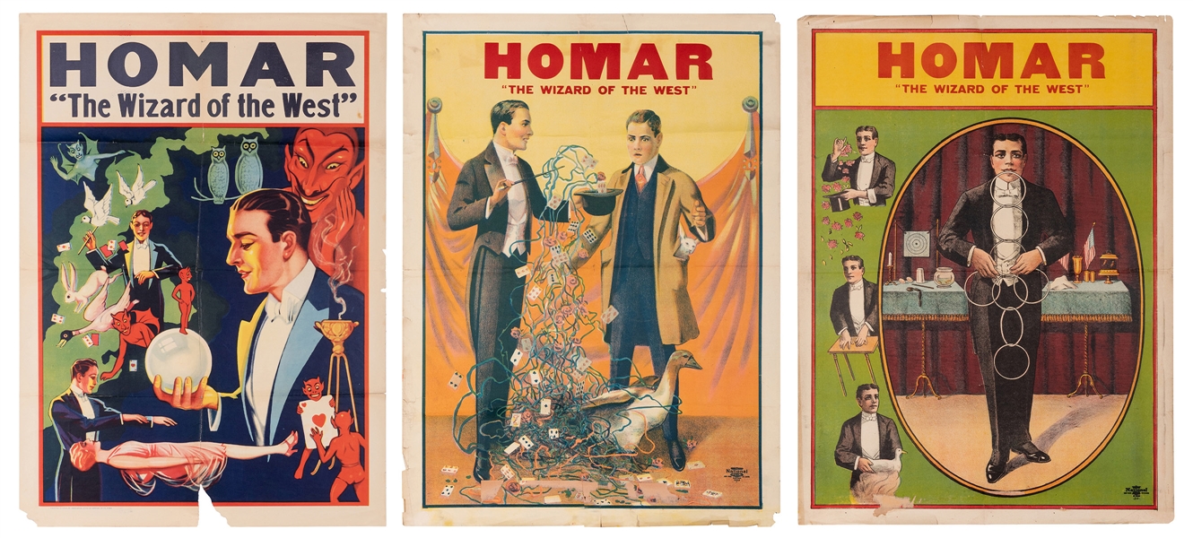  Homar, Herman. Trio of Homar “Wizard of the West” Magic Pos...