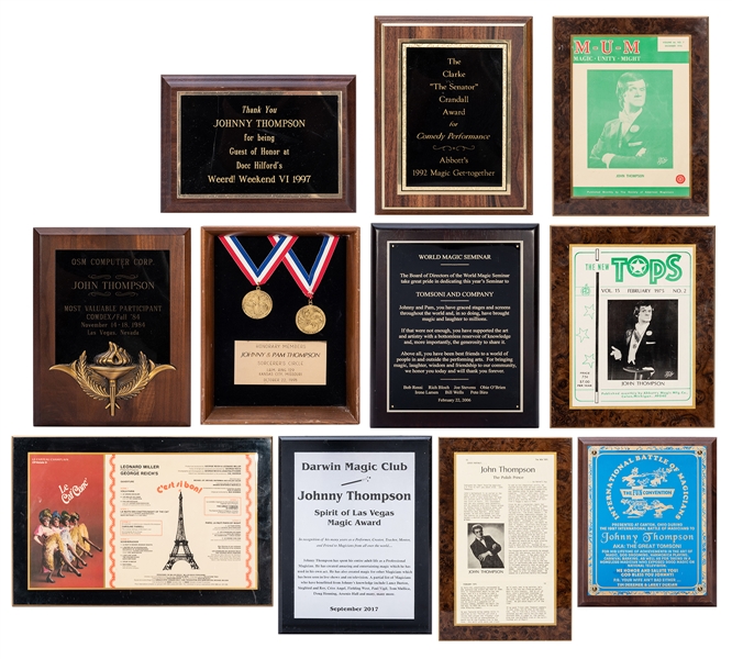  Group of Tomsoni & Co. Award Plaques and Mementos. Nine pie...