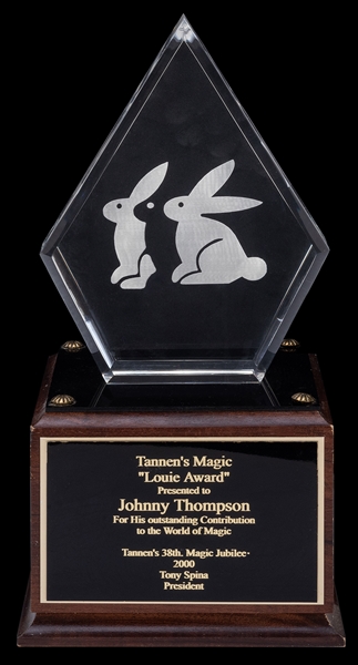  Thompson, Johnny. Johnny Thompson’s Louie Award Trophy. [Ne...