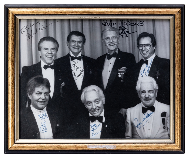  Signed Photograph of Johnny Thompson and Other Magicians. B...