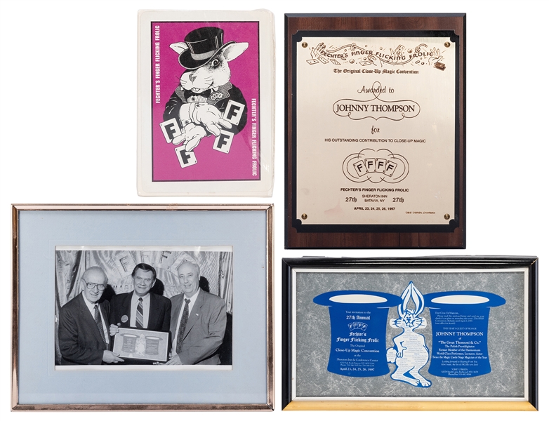  Johnny Thompson’s FFFF Award and Mementos. 1997. Three piec...