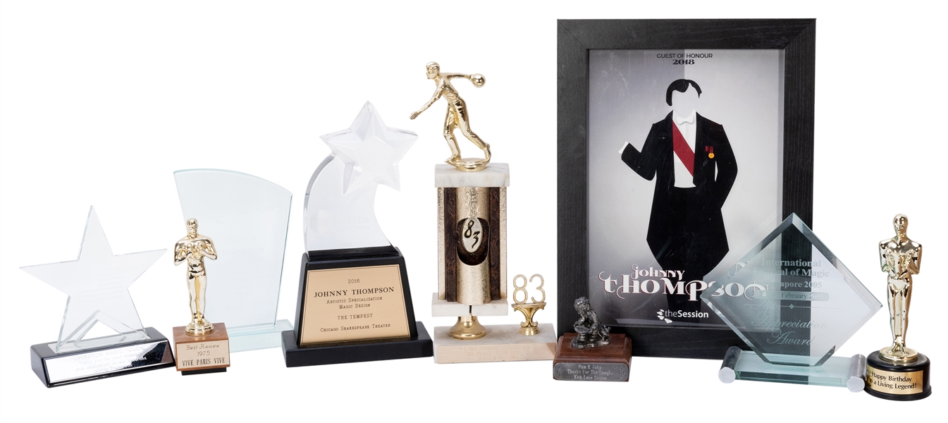  Lot of Johnny Thompson’s Awards and Trophies. Eight pieces...