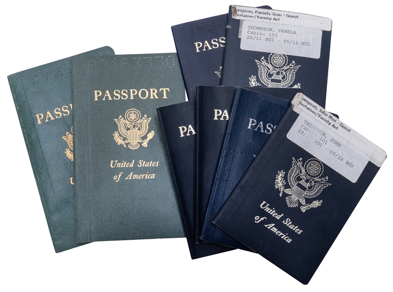  Johnny and Pam Thompson’s Passports. USA 1960s-2000s. Offi...