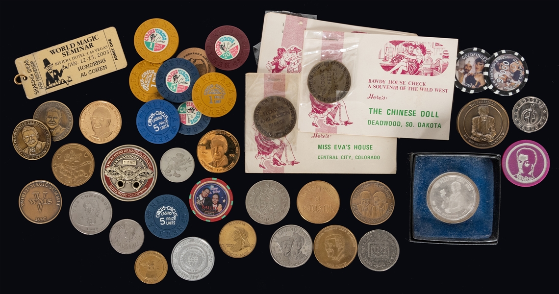  Collection of Magic Tokens and Chips. Over 40 chips and tok...