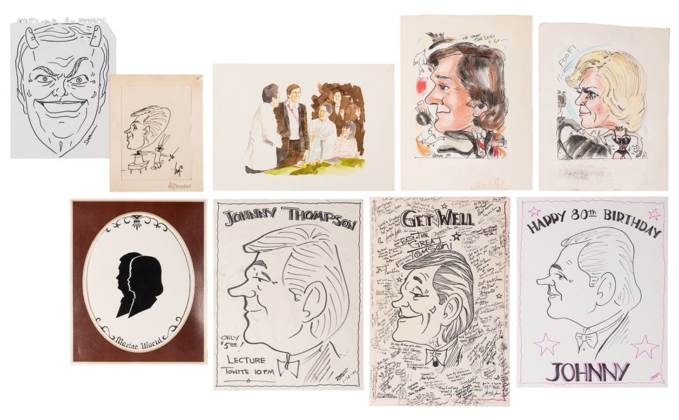  Tomsoni & Co. Original Caricature Art and Posters. Twelve p...