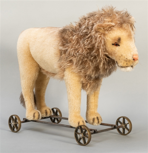  Steiff Lion on Wheels 1909 Replica. 2007. One of 1,000 exam...