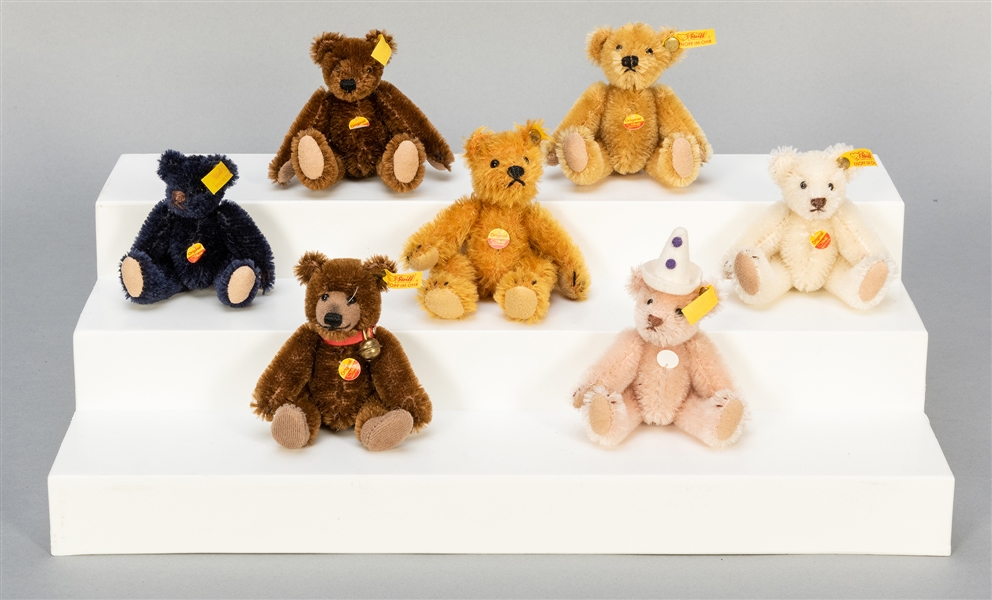  Steiff Miniature Teddy Bears. Lot of 7. Including miniature...