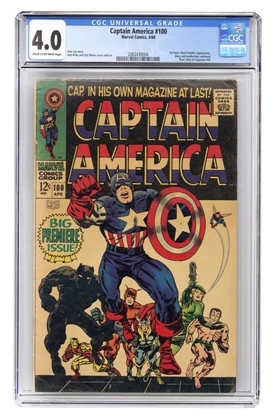  Captain America #100. Marvel Comics, 1968. CGC 4.0 graded c...