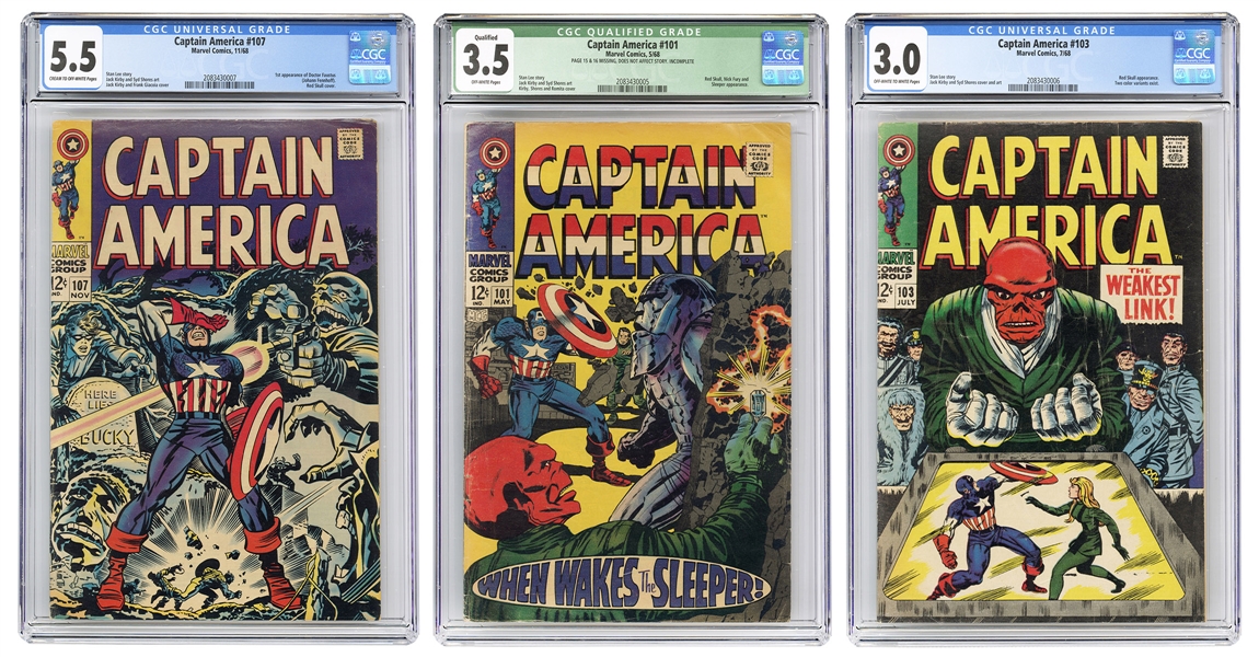  Captain America #101, #103, and #107. Marvel Comics, 1968. ...