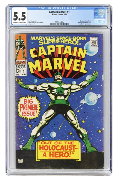  Captain Marvel #1. Marvel Comics, 1968. CGC 5.5 graded copy...