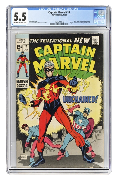  Captain Marvel #17. Marvel Comics, 1969. CGC 5.5 graded cop...