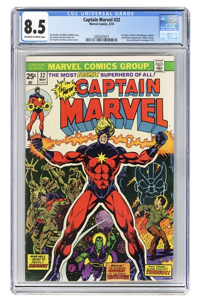  Captain Marvel #32. Marvel Comics, 1974. CGC 8.5 graded cop...