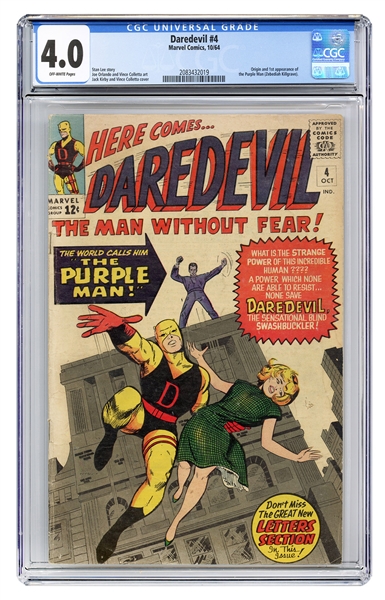  Daredevil #4. Marvel Comics, 1965. CGC 4.0 graded copy with...